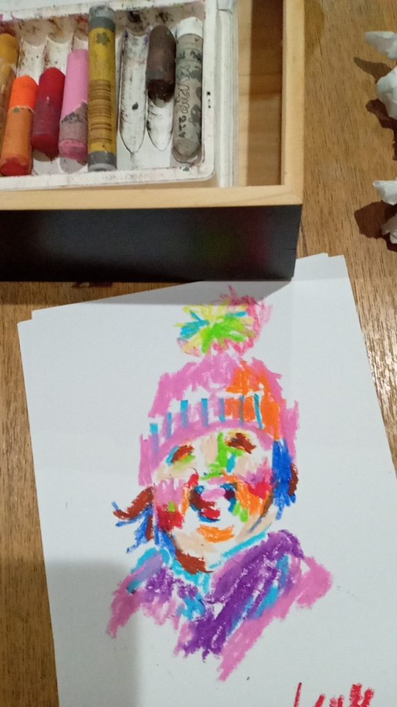 クレヨンの似顔絵
