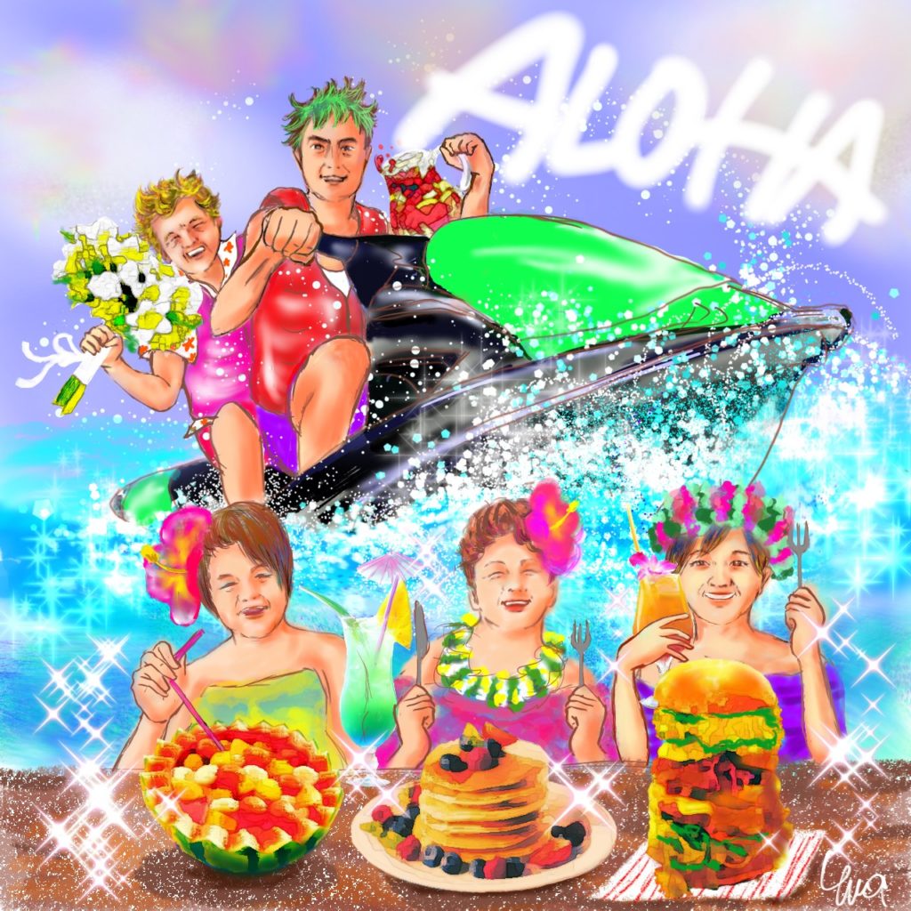 ALOHAハワイアンフルカラー似顔絵